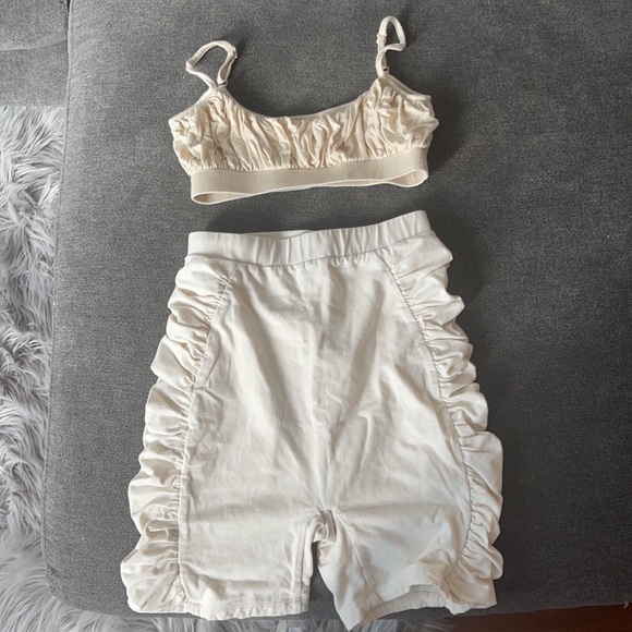 Oh Polly Double Layered Biker Shorts Set Nude - Picture 2 of 2